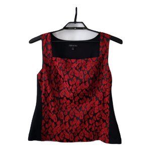 Lane Bryant 16 Square Neck Red Floral S/L Blouse
